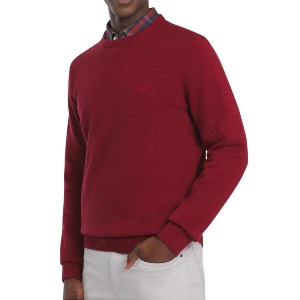Chaps Mens Solid Cotton Crewneck Sweater Size L NWT